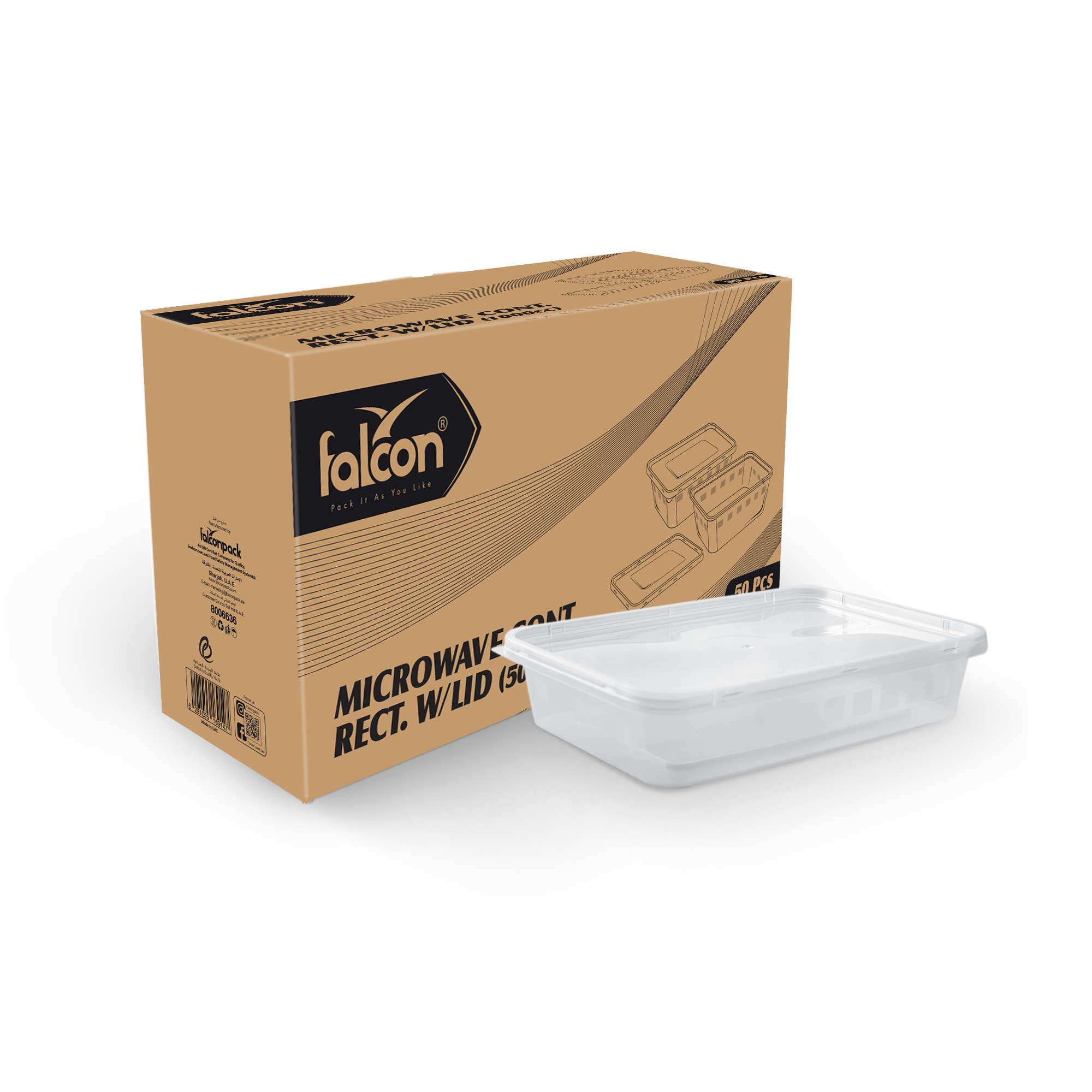 Microwave Container with Lid (500 cc), Rectangular Shape