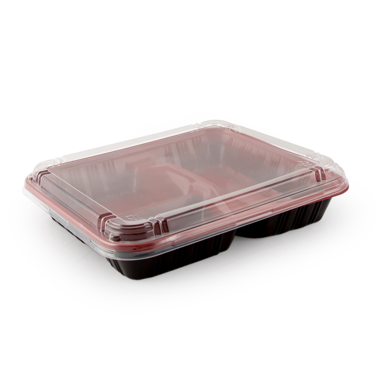 Microwave Containers with Lid and 3 Compartments (Black colour Bottom & Red Colour Indside)