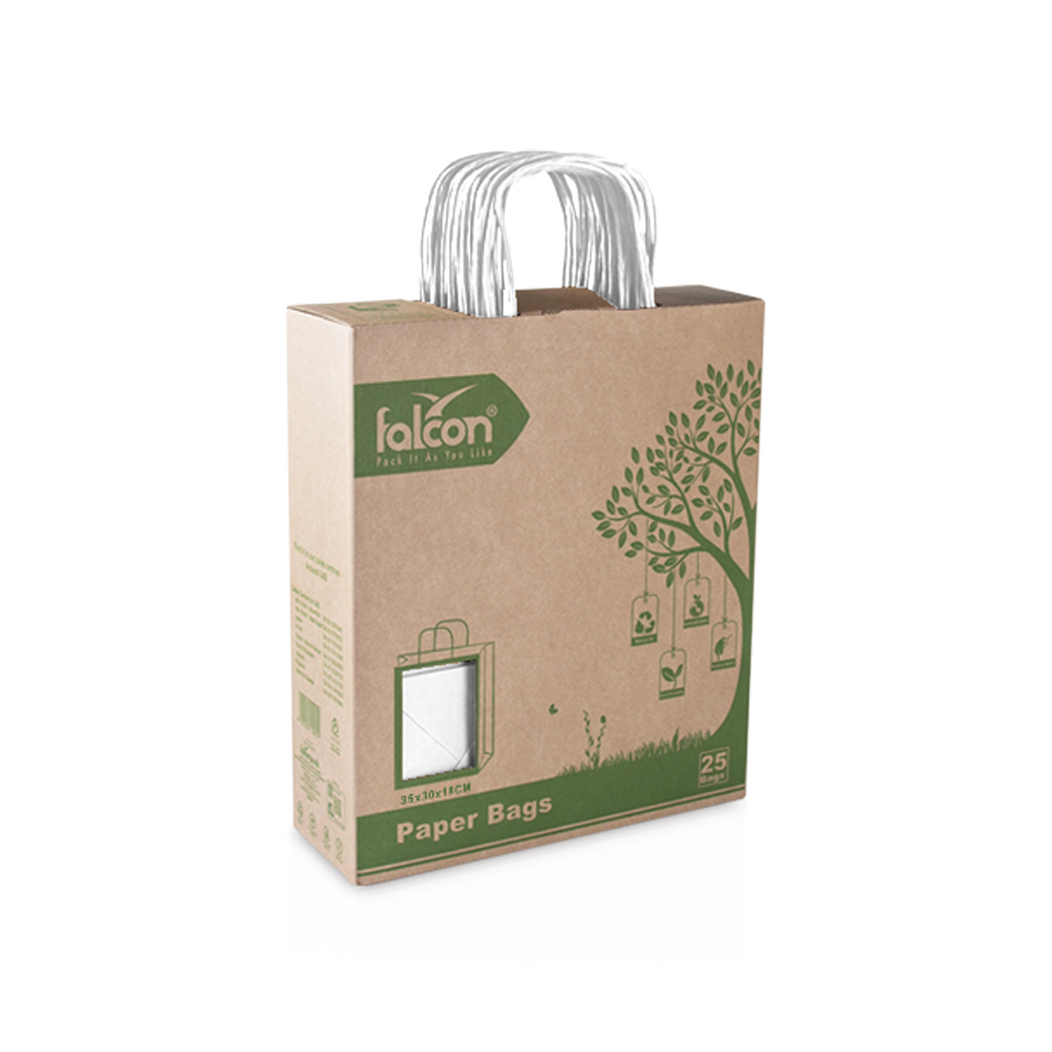 Paper Shopping Bag with Handle, White Colour 