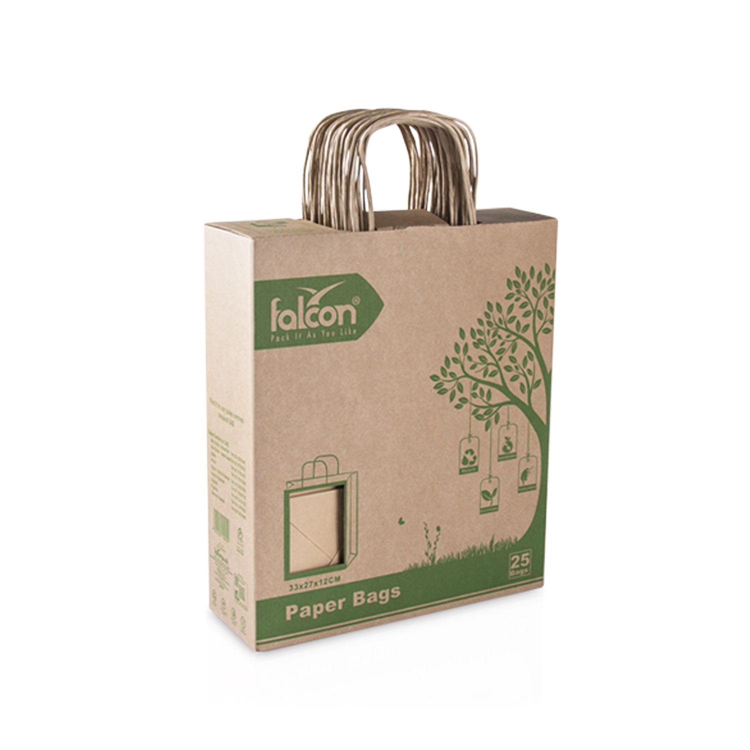 Paper Shopping Bag with Handle, Brown Colour  
