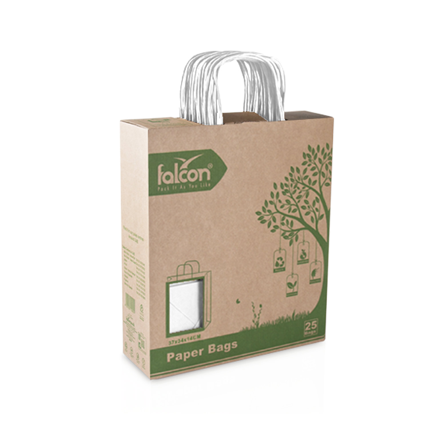 Paper Shopping Bag with Handle,  White Colour 