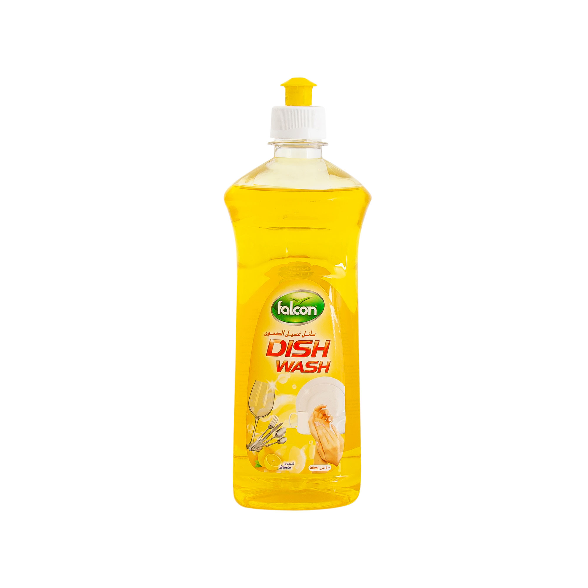 Falcon Dish Wash Liquid (Lemon, 500ml Bottle)