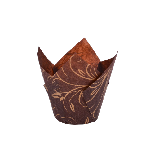 Cupcake Baking Tulip Cups ( 50 MM, Brown & Gold Colour)