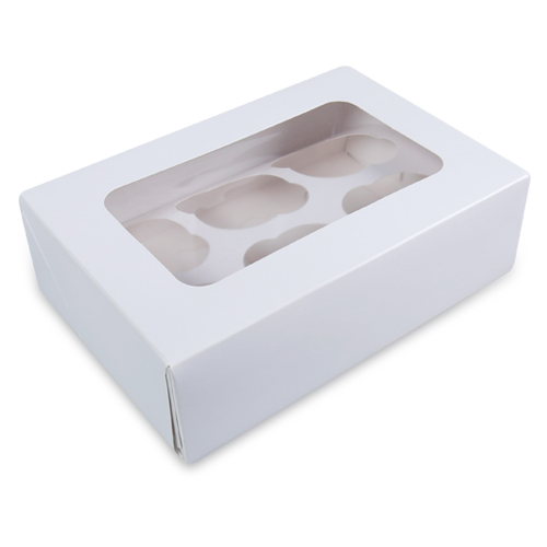 Cupcakes Box with Holder (6 Cups, Plain)