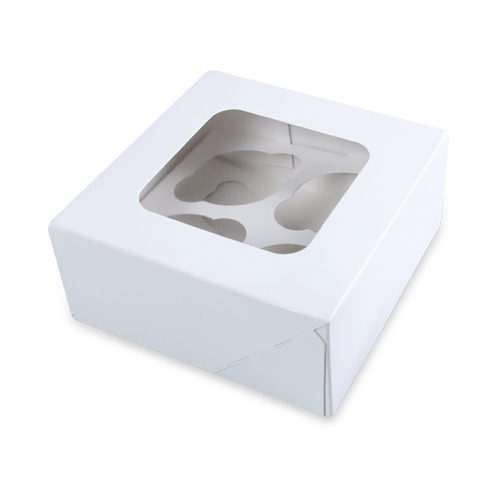 Cupcakes Box with Holder ( 4 Cups, Plain)
