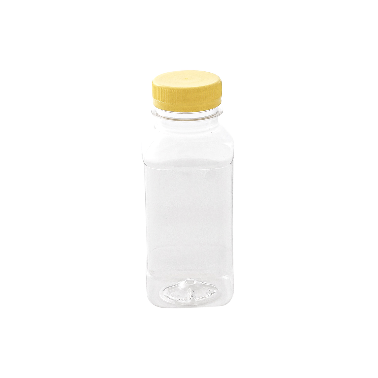 Plastic Bottle Clear, Square Shape (Mix Colour Caps)