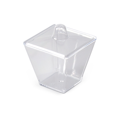 Mini Dessert Cups with Lid & Holder (Clear)
