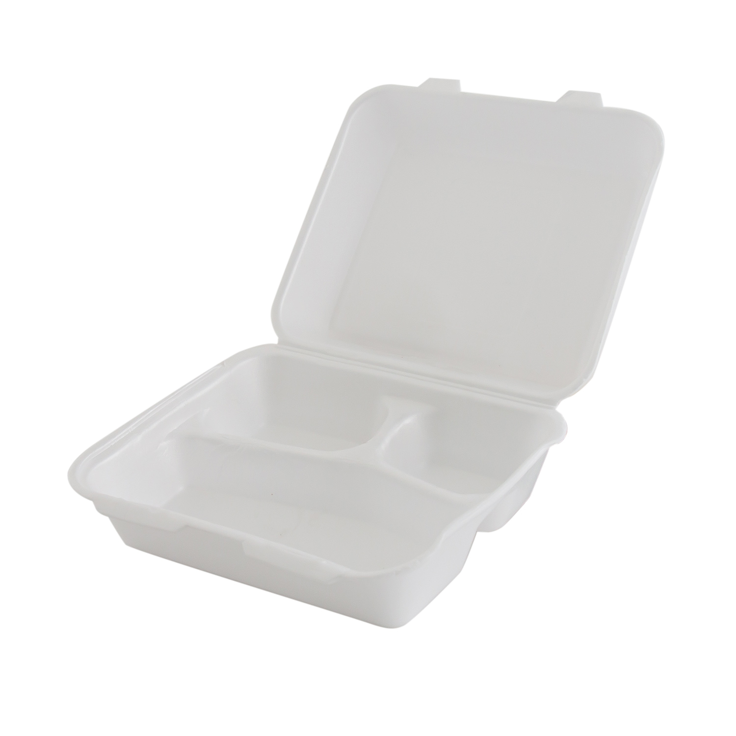 Foam Lunch Box with 3 Compartments (White Colour) 
