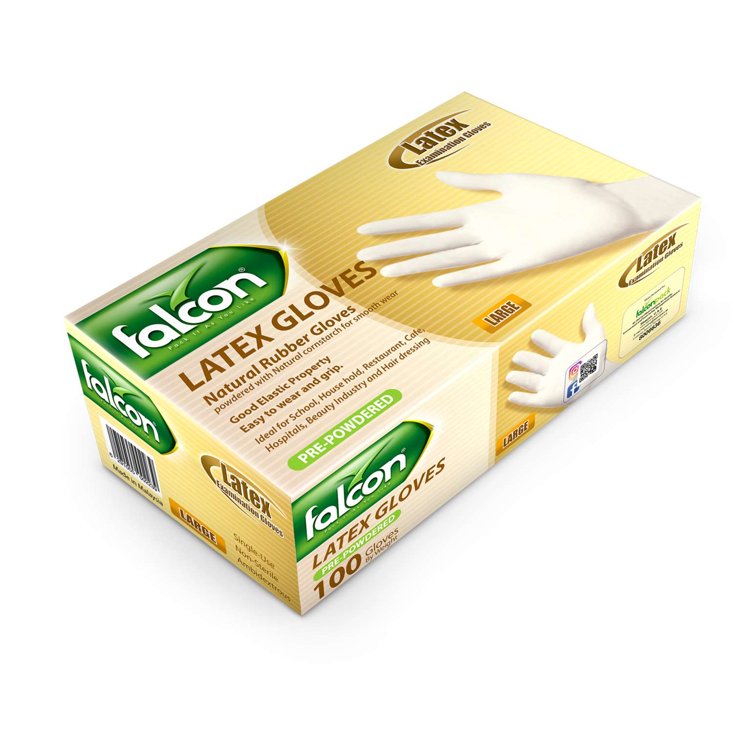 Latex Gloves Large Size,  White Color