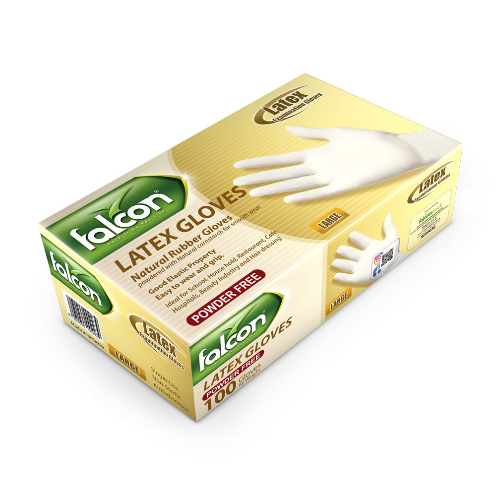 Latex Gloves Powder Free Large Size, Yellow Colour, 10 x 100 Pieces